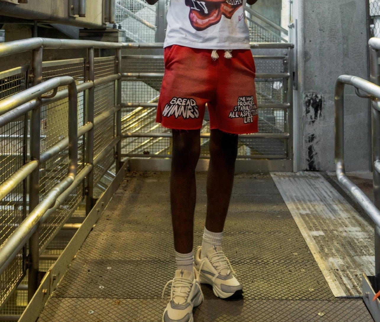 Red Acid Wash Shorts